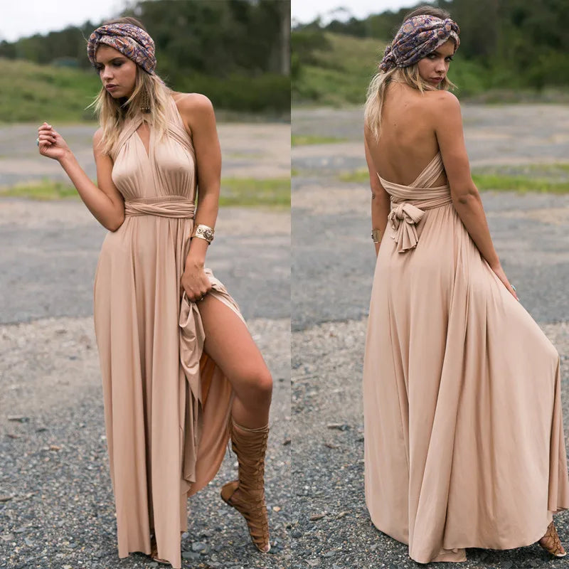 Elegant V-Neck Spaghetti Strap Maxi Dress