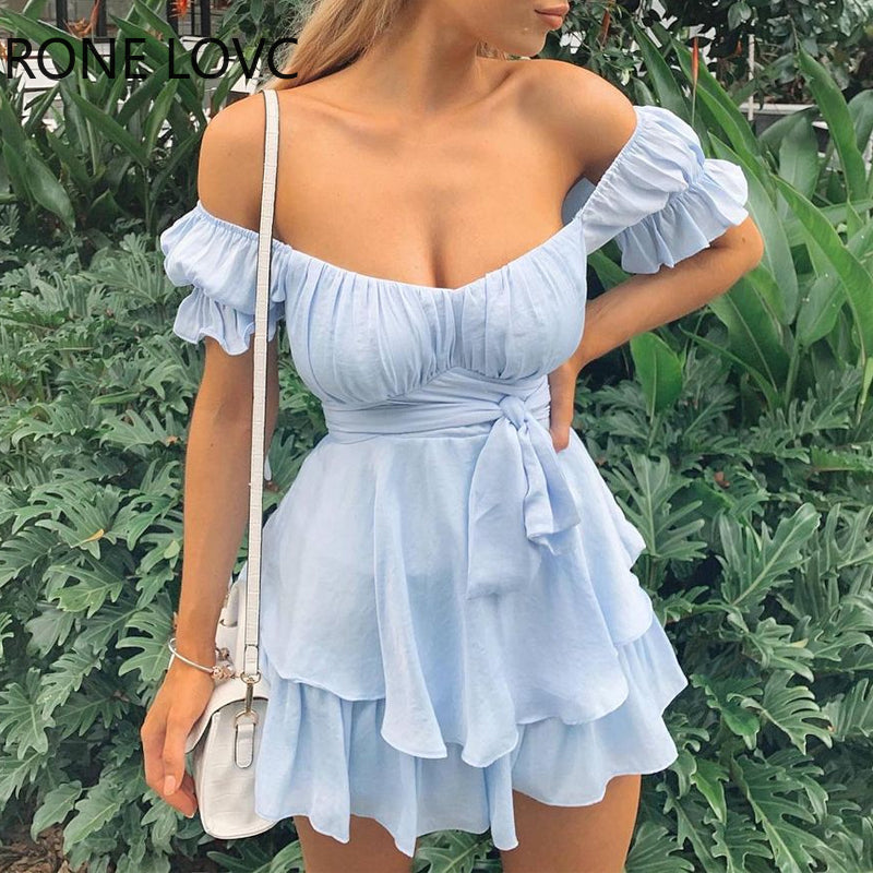 Off-The-Shoulder A-Line Mini Dress