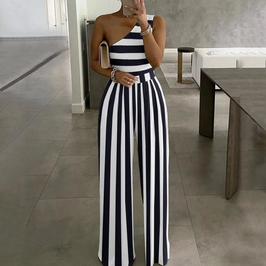 ViviBelle Chic Striped Wide-Leg Jumpsuit