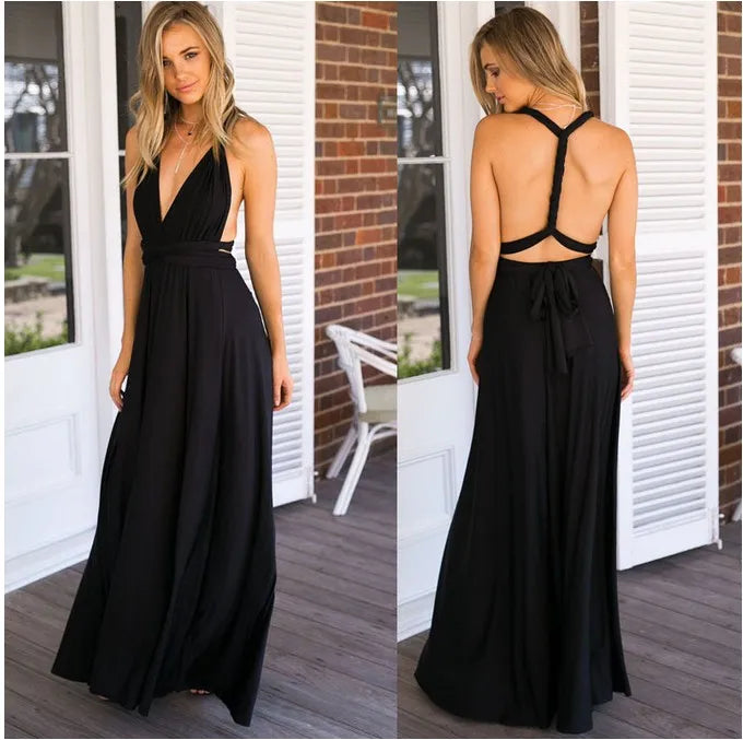 Elegant V-Neck Spaghetti Strap Maxi Dress