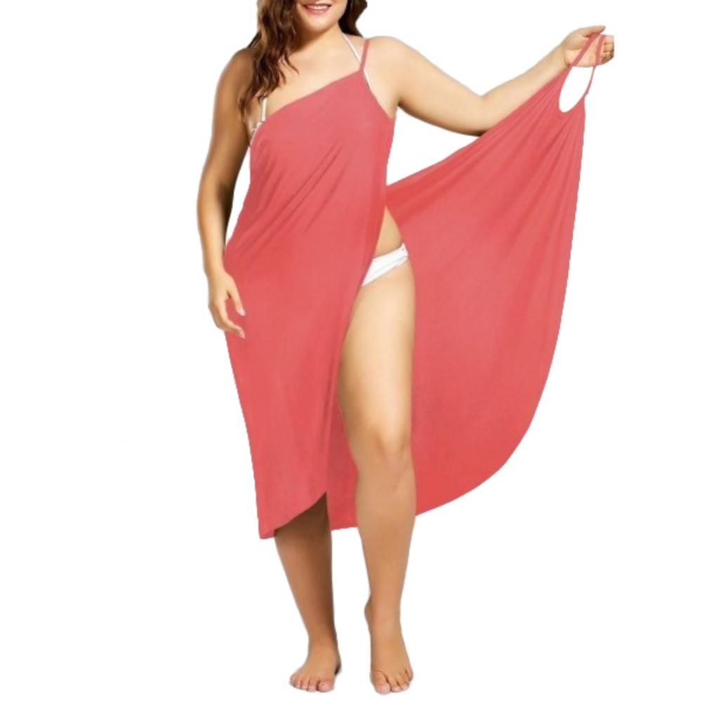 2023 Plus Size Summer Beach Sexy Women's Pure Color Sling Wrap Skirt Bikini Cover Up Skirt Apron Beach Dress