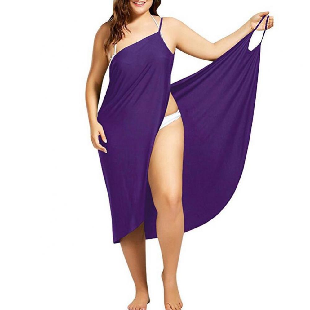 2023 Plus Size Summer Beach Sexy Women's Pure Color Sling Wrap Skirt Bikini Cover Up Skirt Apron Beach Dress