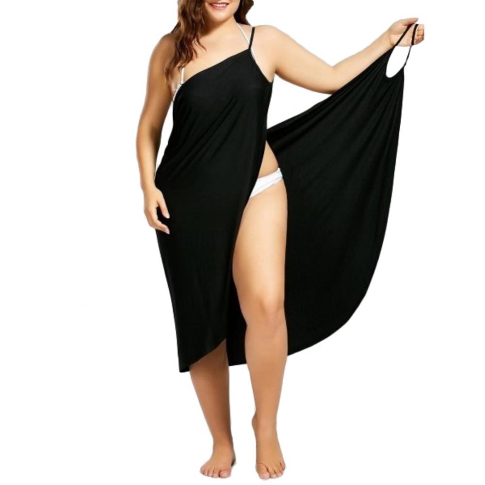 2023 Plus Size Summer Beach Sexy Women's Pure Color Sling Wrap Skirt Bikini Cover Up Skirt Apron Beach Dress