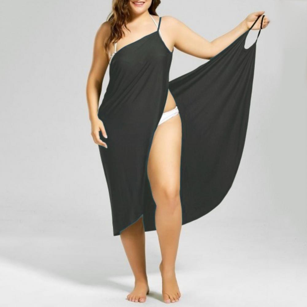 2023 Plus Size Summer Beach Sexy Women's Pure Color Sling Wrap Skirt Bikini Cover Up Skirt Apron Beach Dress