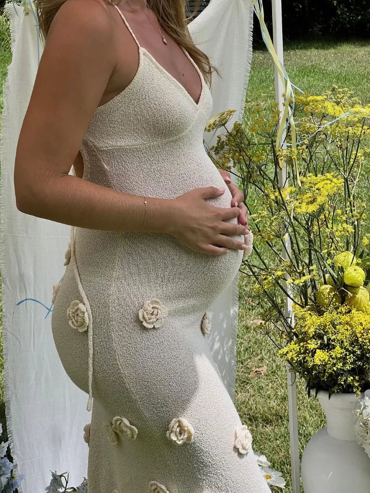 Spaghetti Strap Appliqué Maxi Dress