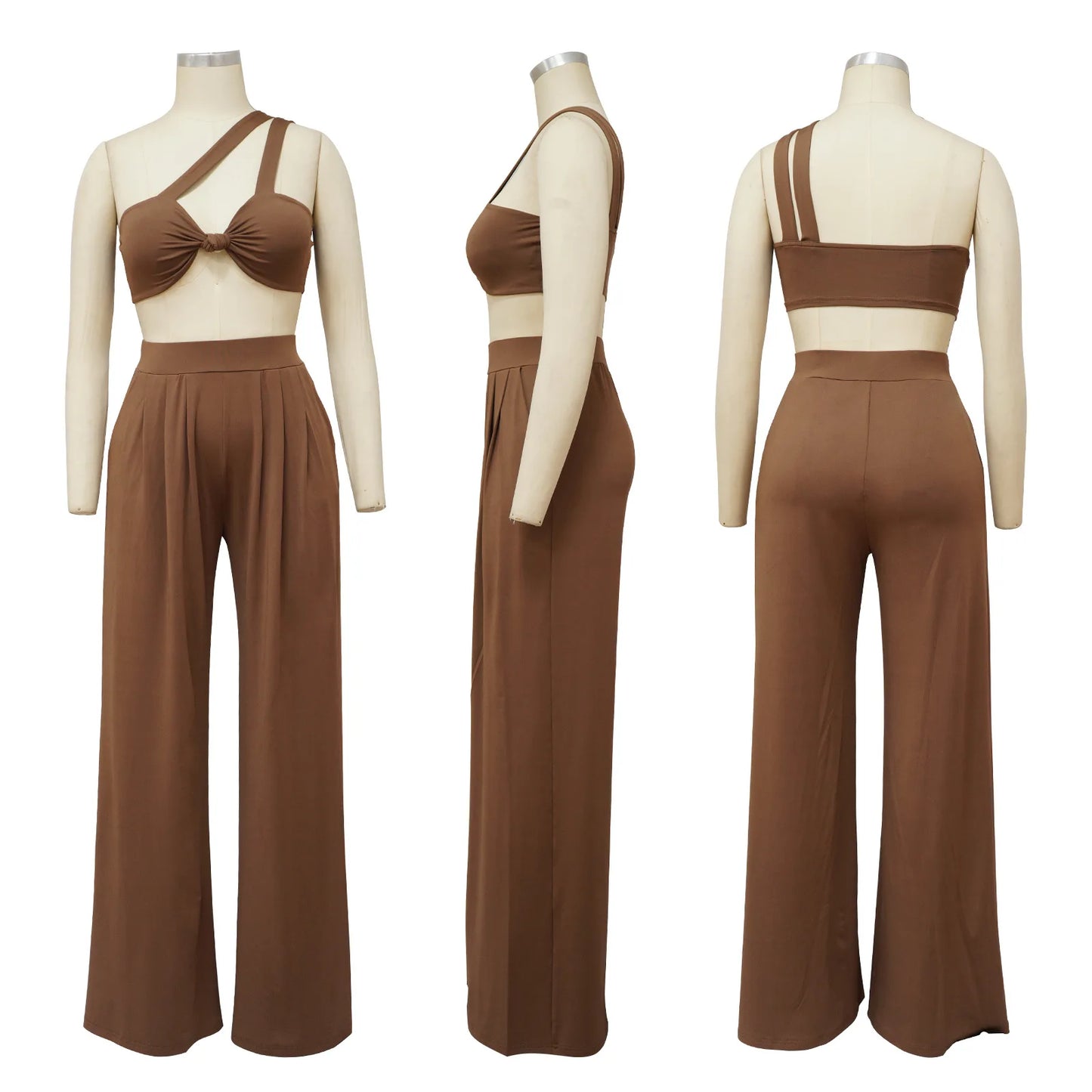 ViviBelle Skew Collar Two-Piece Set