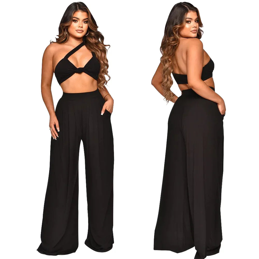 ViviBelle Skew Collar Two-Piece Set