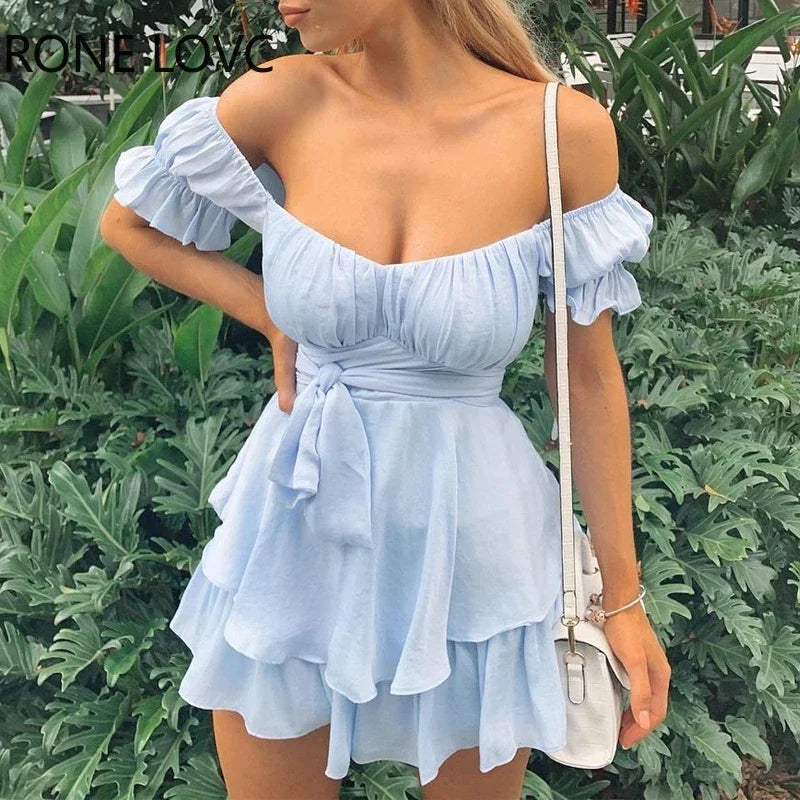 Off-The-Shoulder A-Line Mini Dress