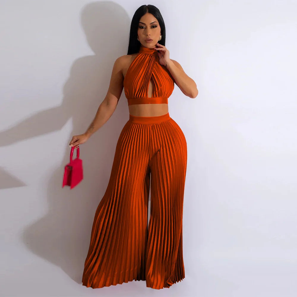 Halter Top & Wide Leg Pant Set