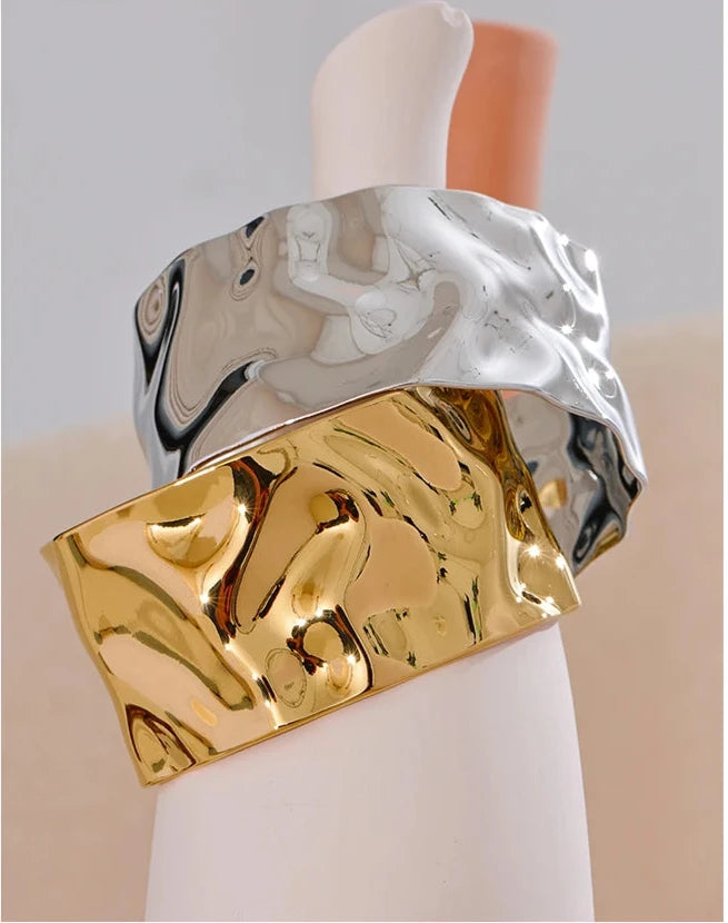 ViviBelle Trendy Gold Geometric Cuff Bracelet