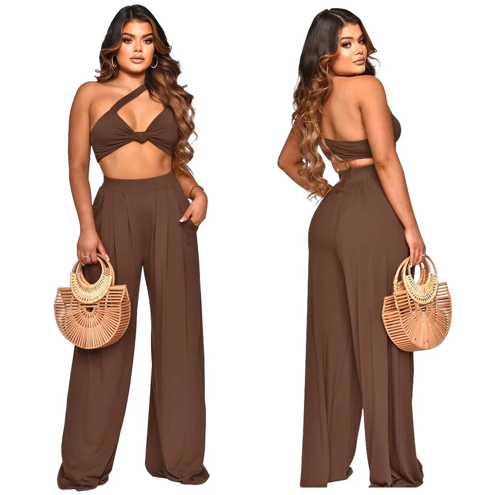 ViviBelle Skew Collar Two-Piece Set