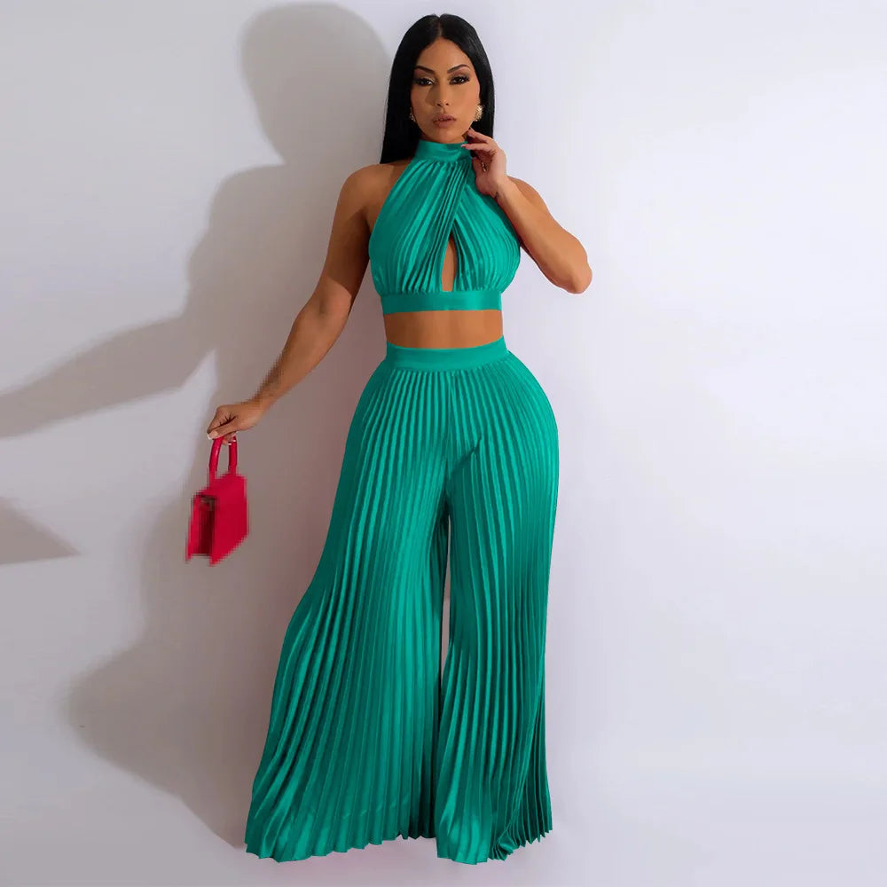 Halter Top & Wide Leg Pant Set