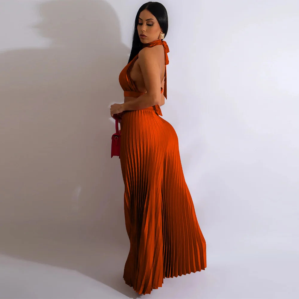 Halter Top & Wide Leg Pant Set