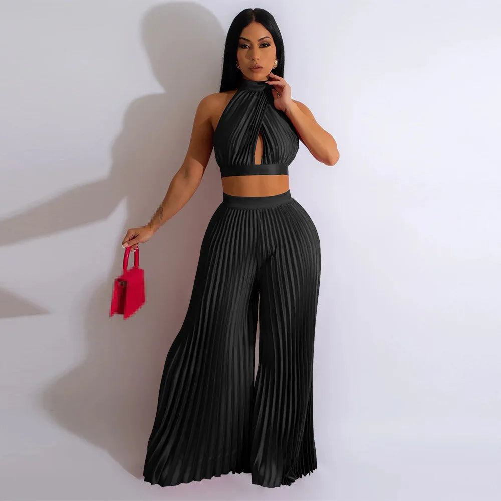 Halter Top & Wide Leg Pant Set