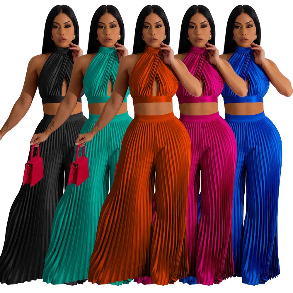 Halter Top & Wide Leg Pant Set