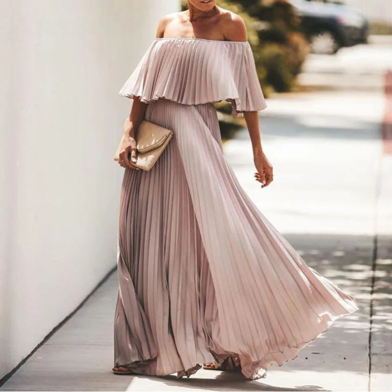 ViviBelle A-Line Draped Chiffon Dress