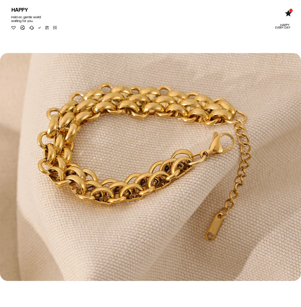 ViviBelle 18k Gold Geometric Charm Bracelet