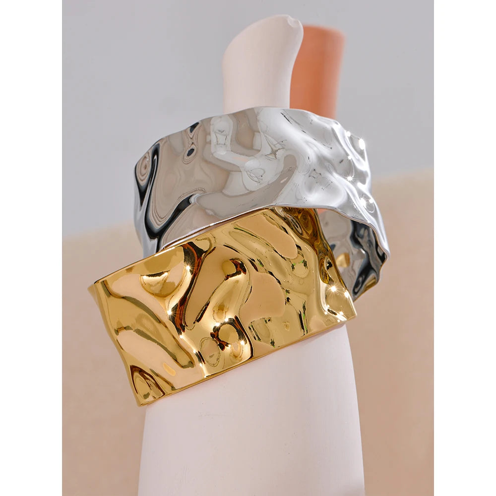 ViviBelle Trendy Gold Geometric Cuff Bracelet