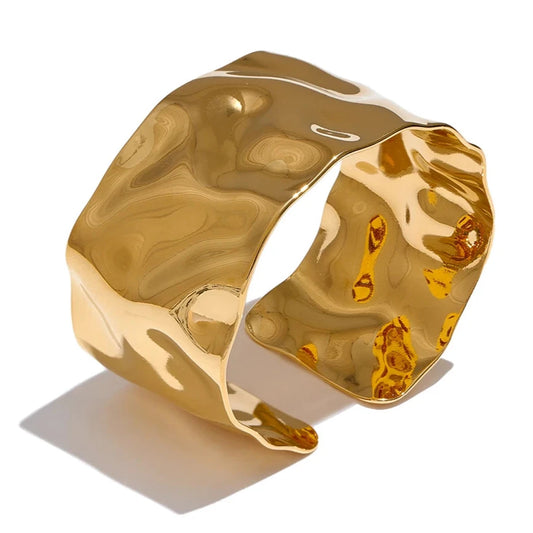 ViviBelle Trendy Gold Geometric Cuff Bracelet