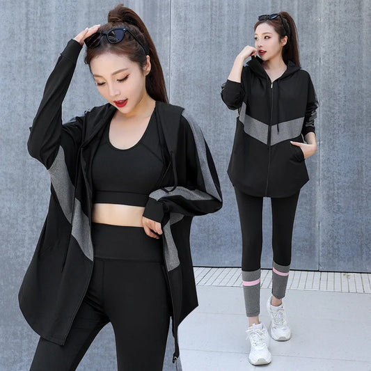 ViviBelle 3-Piece Women's Fitness Tracksuit Set