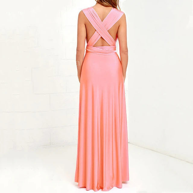 Elegant V-Neck Spaghetti Strap Maxi Dress