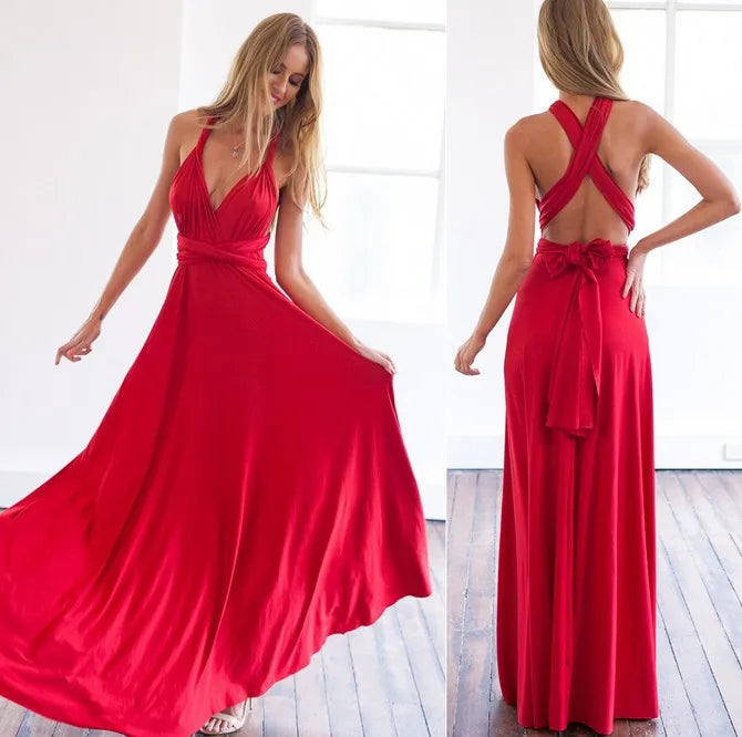 Elegant V-Neck Spaghetti Strap Maxi Dress