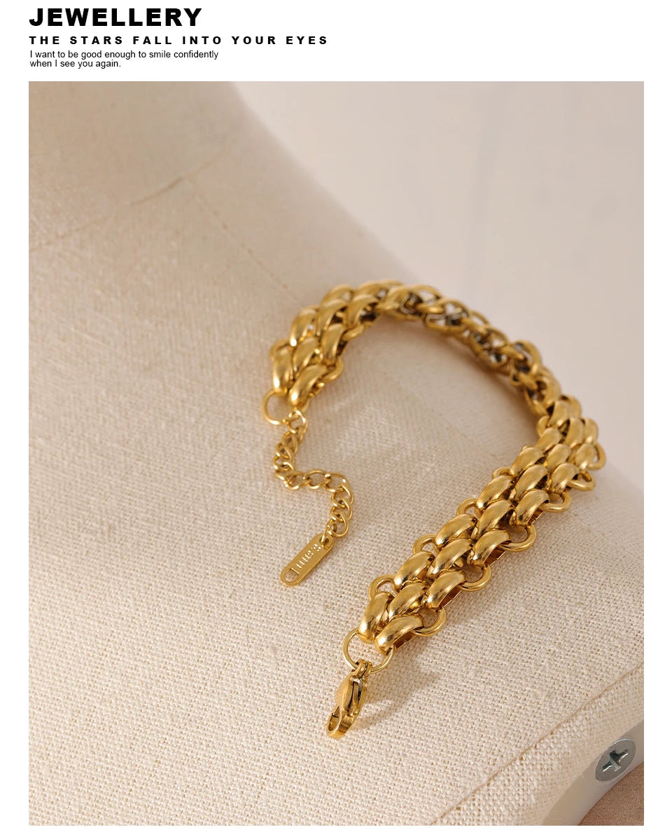 ViviBelle 18k Gold Geometric Charm Bracelet